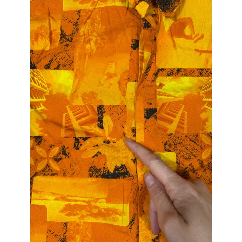 Old Navy Button Down‎ Shirt Boys 8 Orange Good Vintage Skater Surf Graphic Y2K